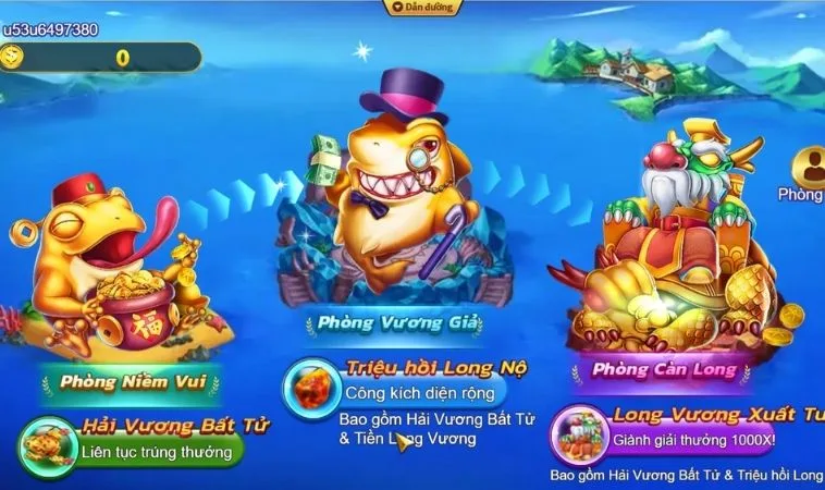 Các phòng chơi trong game Bắn Cá Royal Fishing Tại Boss8