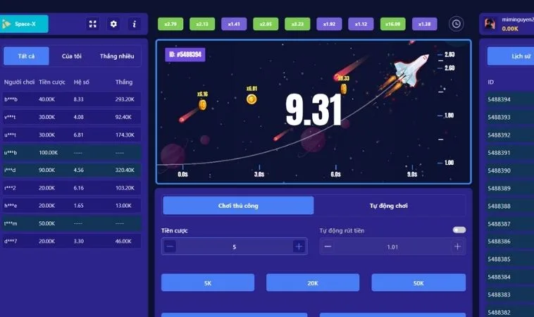 Giao diện chơi game nhanh ZetX Tại Boss8